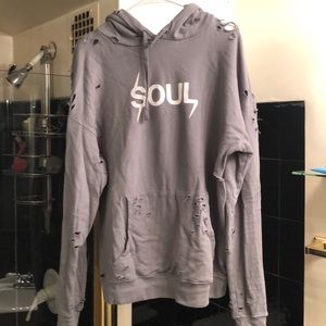 SoulCycle distressed grey sweatshirt
